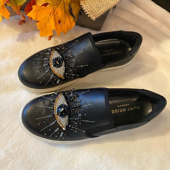 Kurt Geiger Black Embellished Sneakers - Picture 2 of 7